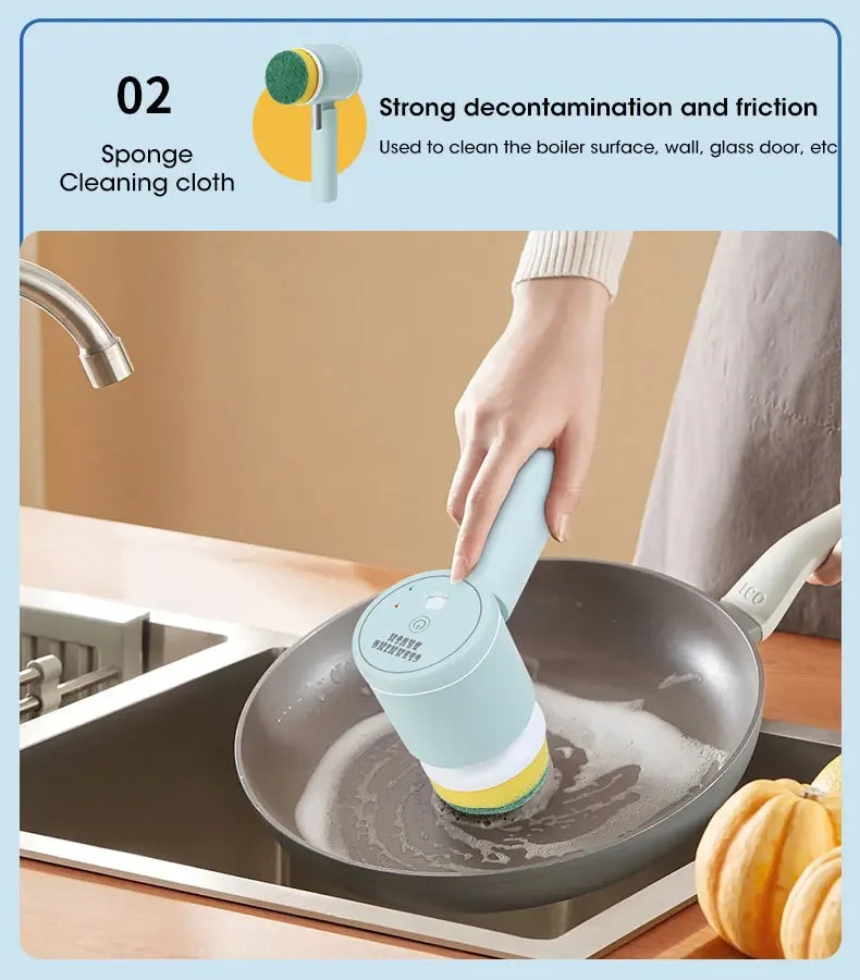2025 Cordless Electric Spin Scrubber – 5 Brushes