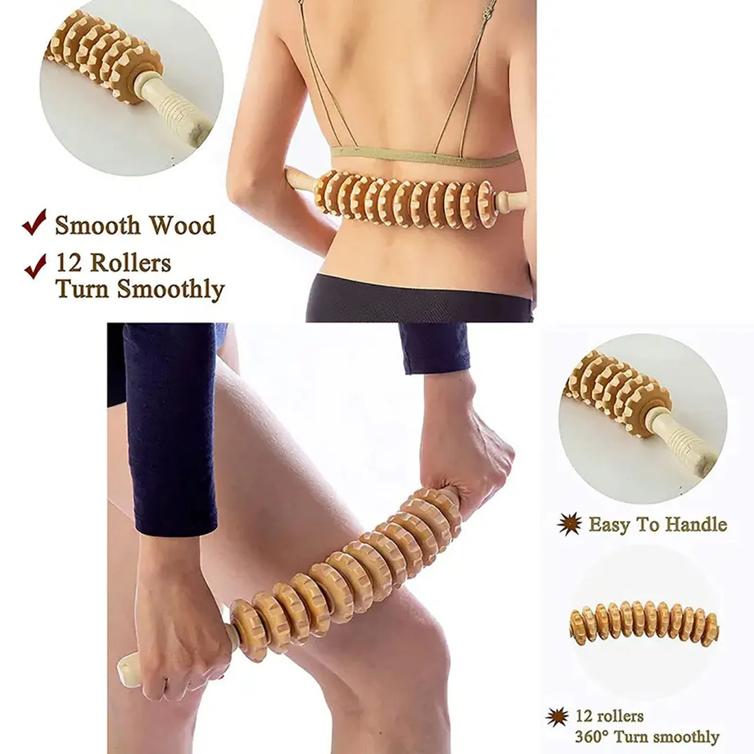 Wooden Body Fascia Roller Massager