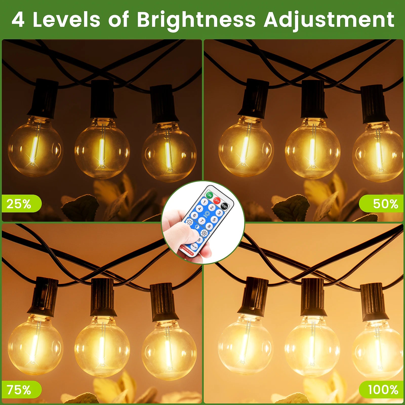 15M Solar G40 String Lights – 8 Modes