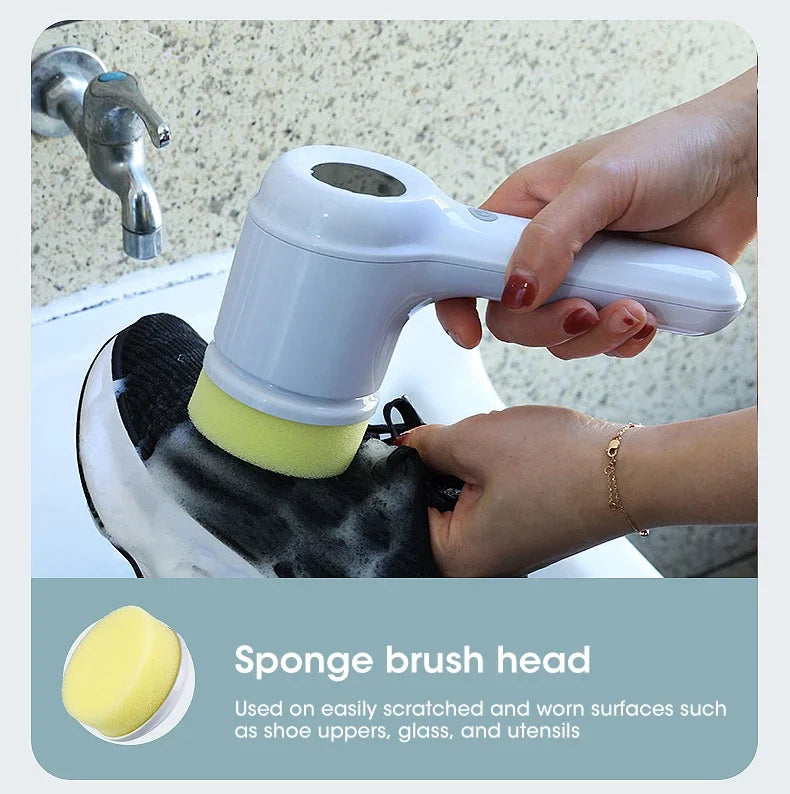 2025 Cordless Electric Spin Scrubber – 5 Brushes
