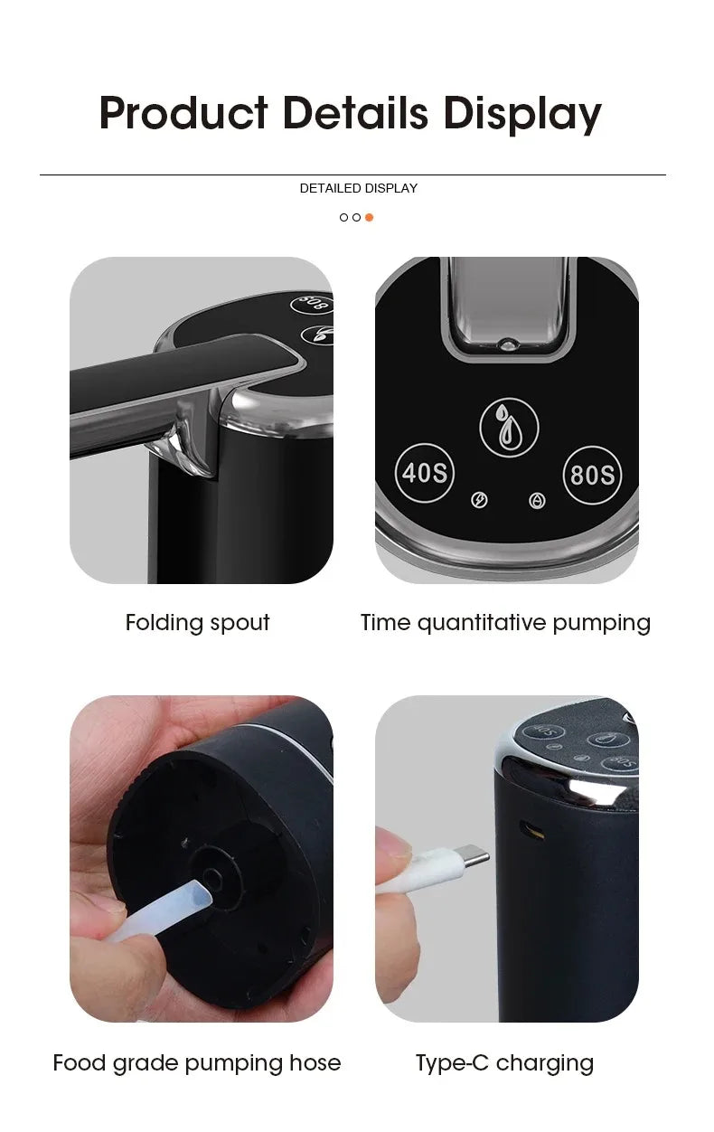 Foldable USB Rechargeable Water Dispenser Pump