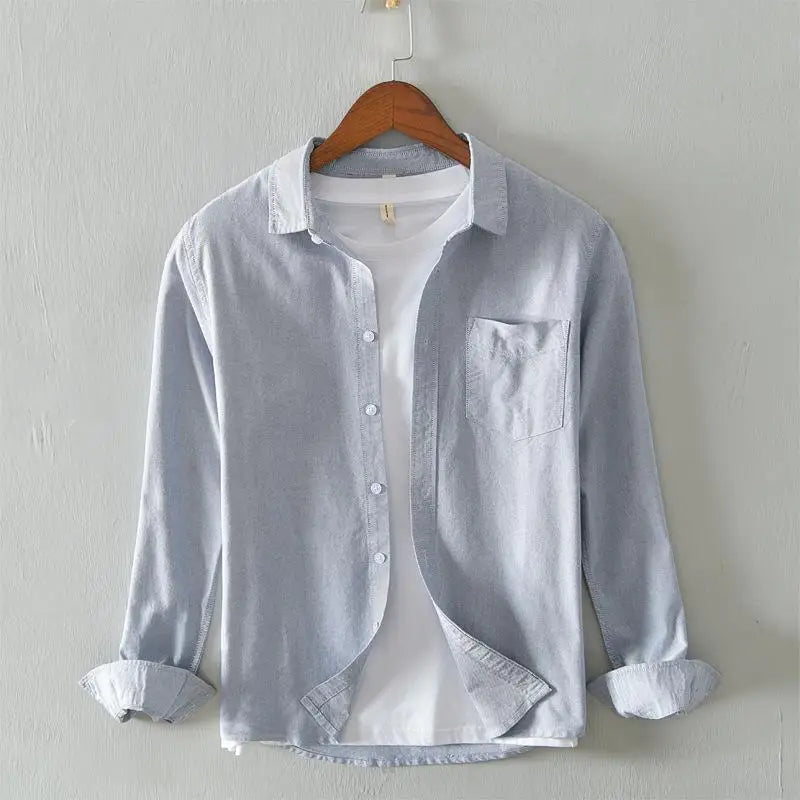 Men’s 100% Cotton Oxford Long-Sleeve Shirt