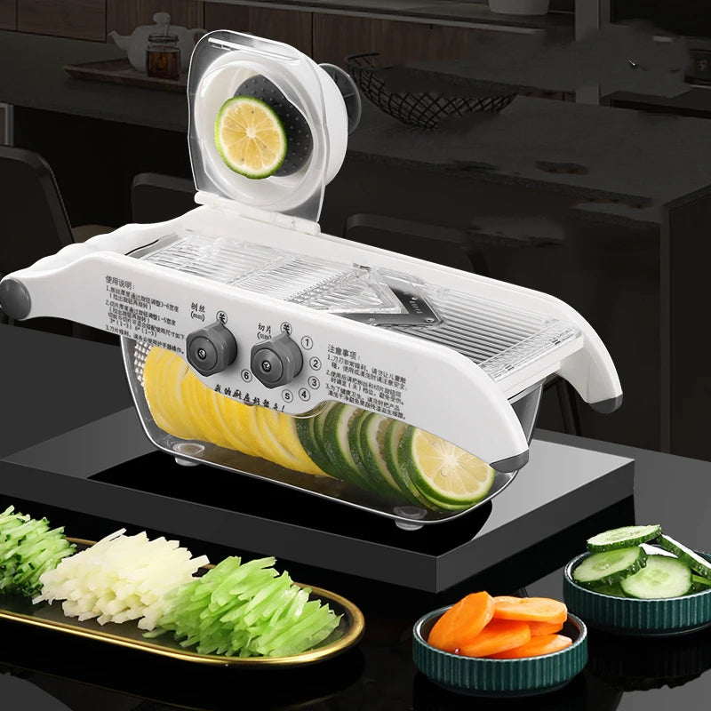 Adjustable Lemon & Vegetable Slicer with Basket