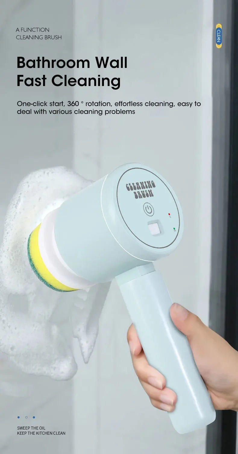 2025 Cordless Electric Spin Scrubber – 5 Brushes
