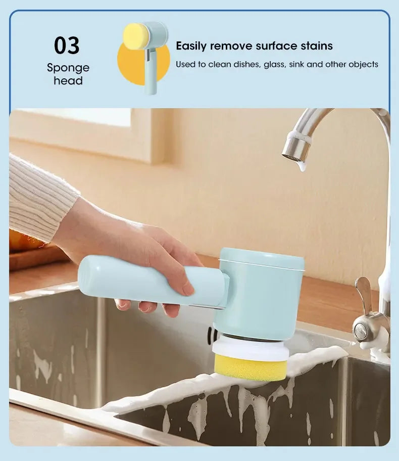 2025 Cordless Electric Spin Scrubber – 5 Brushes