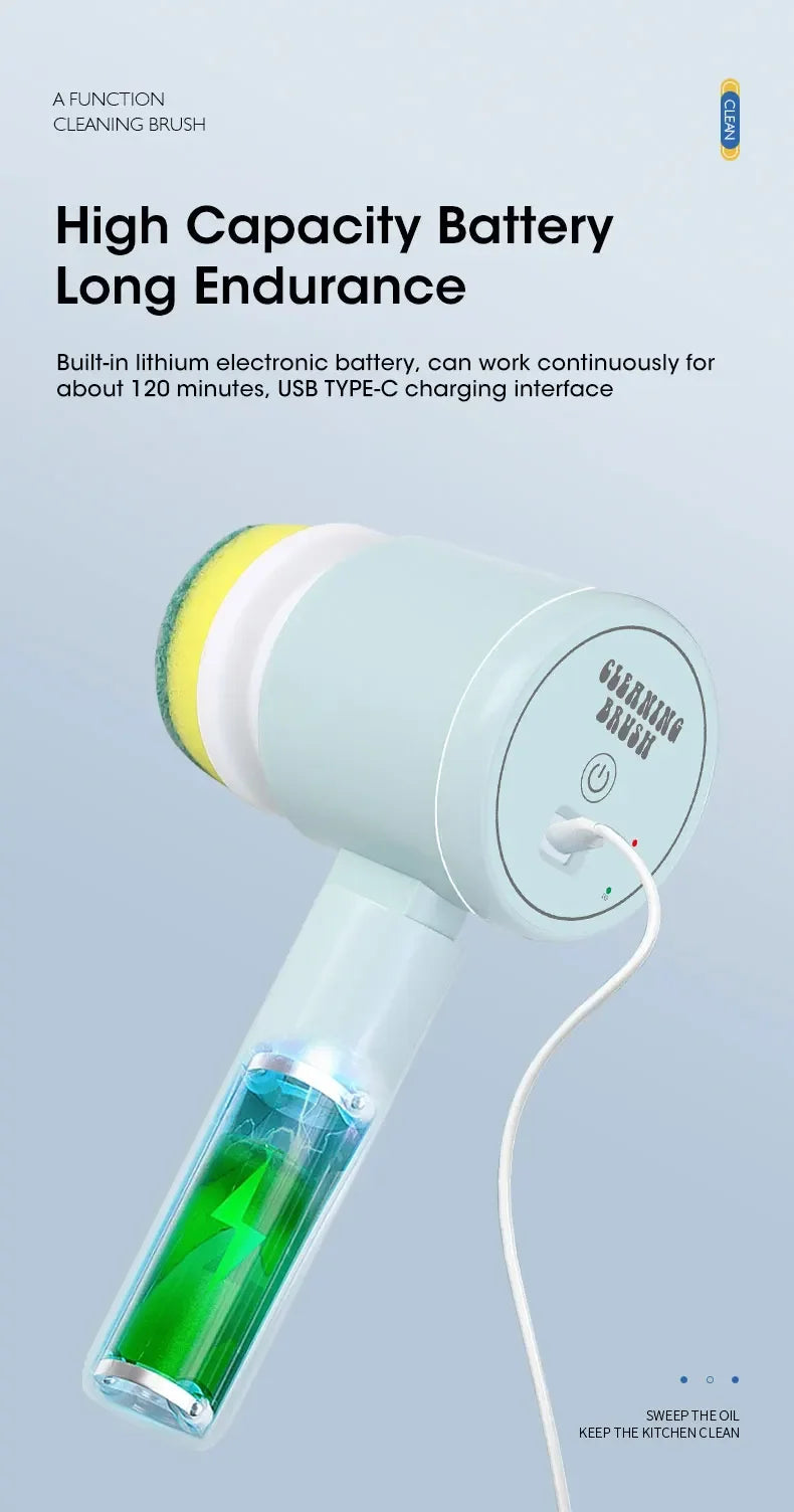 2025 Cordless Electric Spin Scrubber – 5 Brushes