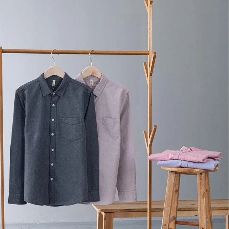 Men’s 100% Cotton Oxford Long-Sleeve Shirt