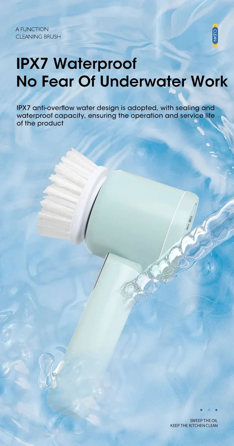 2025 Cordless Electric Spin Scrubber – 5 Brushes