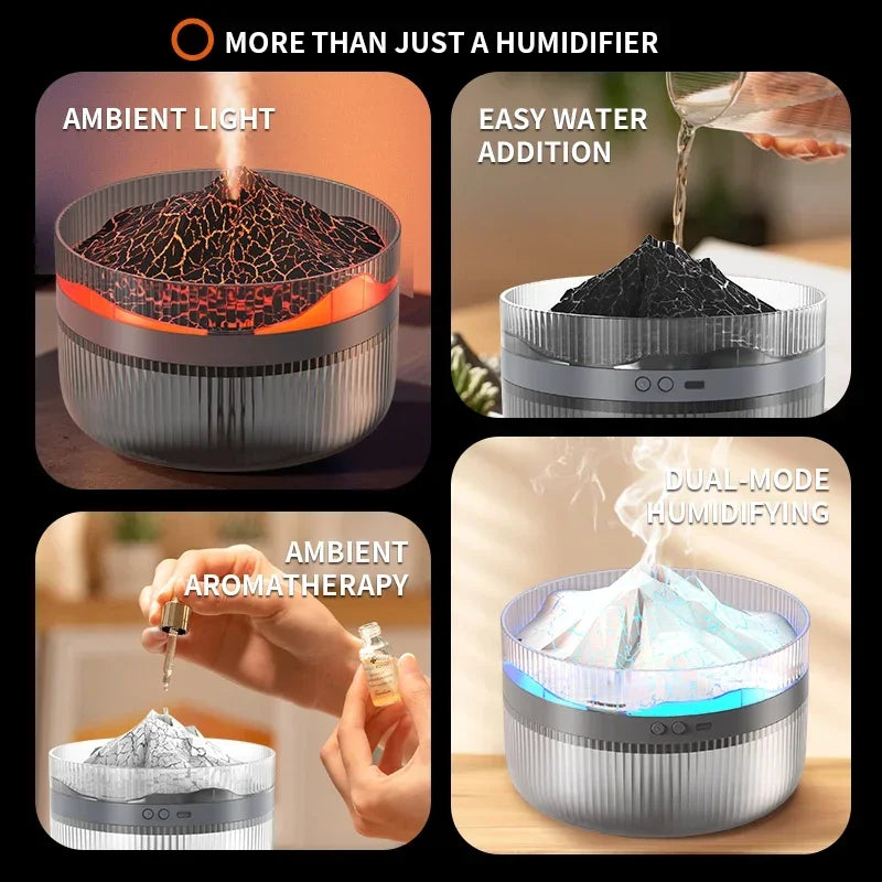 2L Volcano Flame Aromatherapy Humidifier
