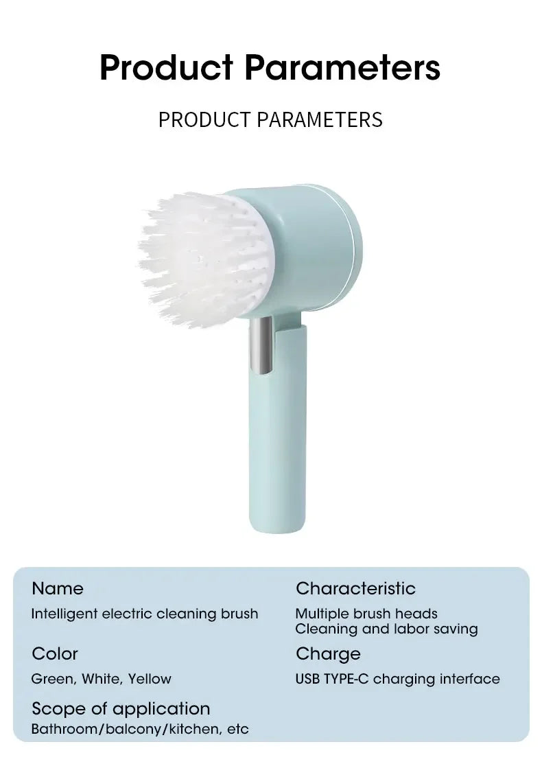 2025 Cordless Electric Spin Scrubber – 5 Brushes