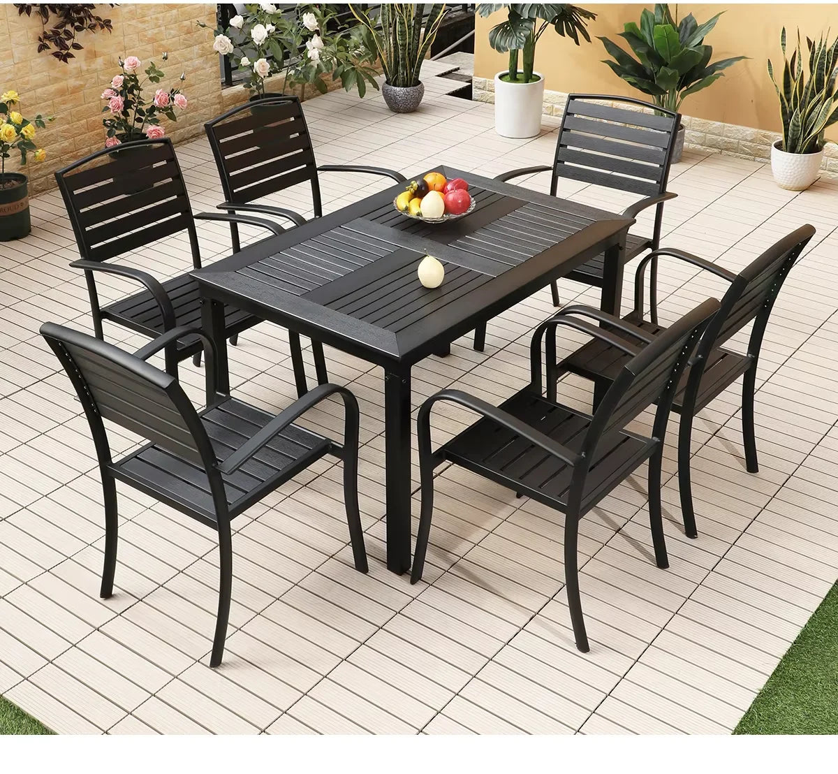 120cm Outdoor Wood-Plastic Dining Table
