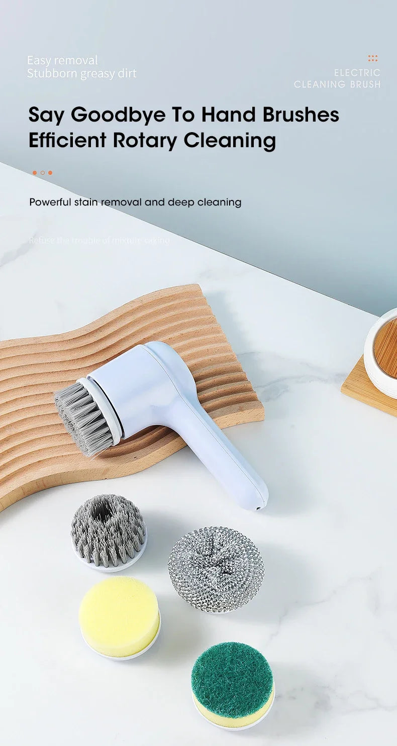 2025 Cordless Electric Spin Scrubber – 5 Brushes