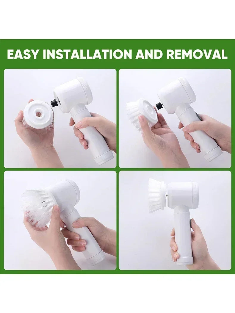 2025 Cordless Electric Spin Scrubber – 5 Brushes