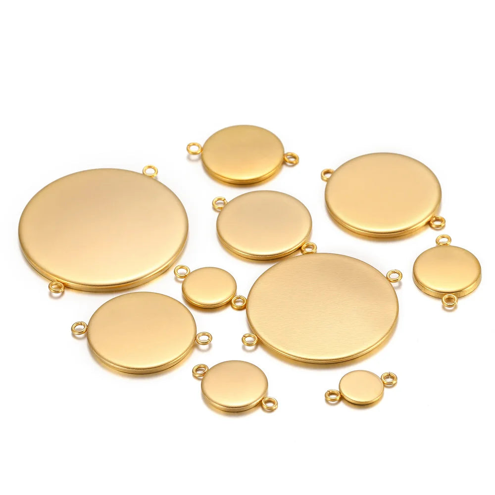 10pcs Gold Stainless Steel Pendant Bases (6–30 mm)