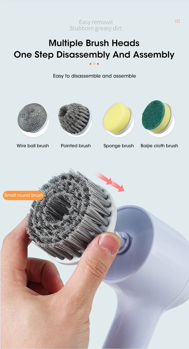 2025 Cordless Electric Spin Scrubber – 5 Brushes