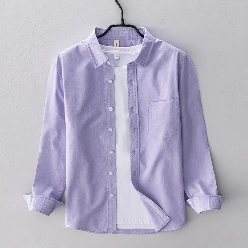 Men’s 100% Cotton Oxford Long-Sleeve Shirt