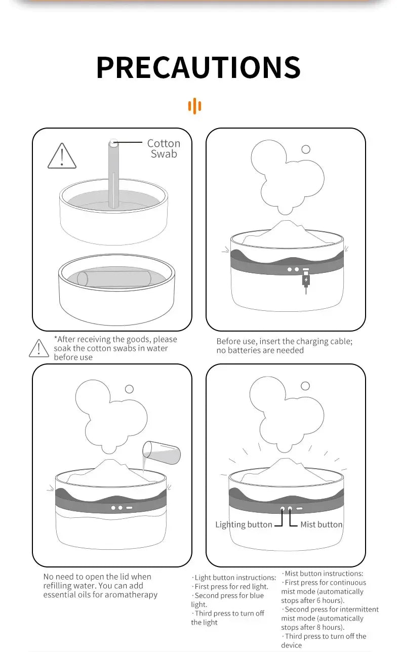 2L Volcano Flame Aromatherapy Humidifier