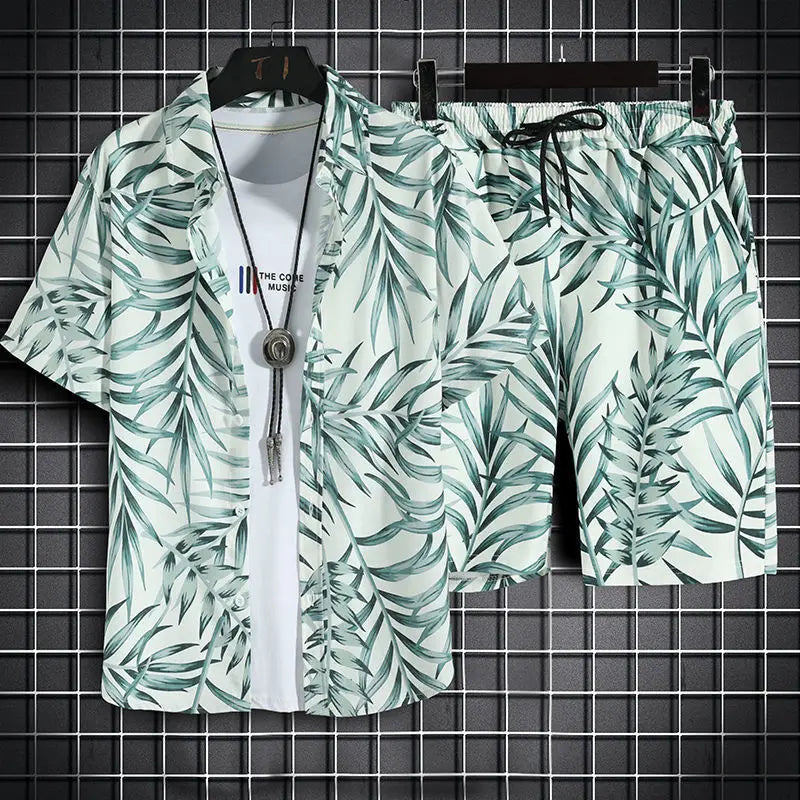 Men’s Quick-Dry Hawaiian 2-Piece Beach Set