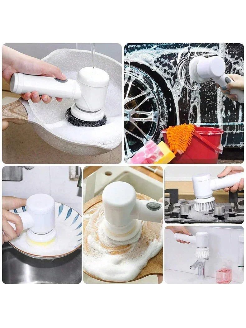 2025 Cordless Electric Spin Scrubber – 5 Brushes