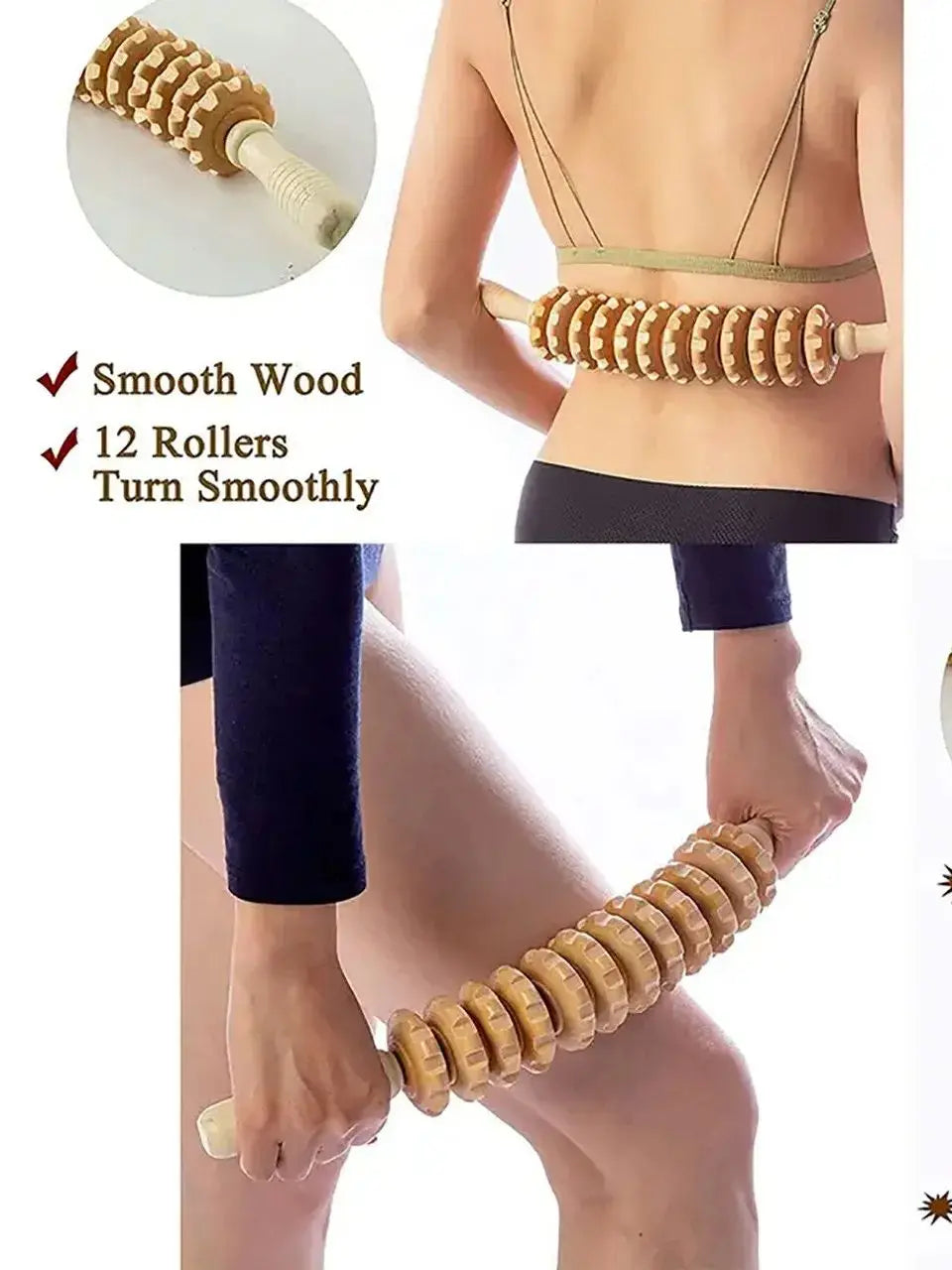Wooden Body Fascia Roller Massager