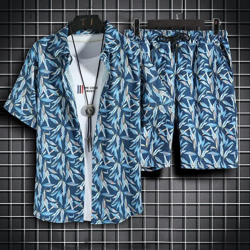 Men’s Quick-Dry Hawaiian 2-Piece Beach Set